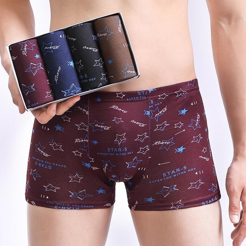 Männerhöschen 4 teile/los Männliche Unterhose Mann Pack Shorts Boxer Unterwäsche Mode Sexy Herren Boxer Bambus Loch Große Größe