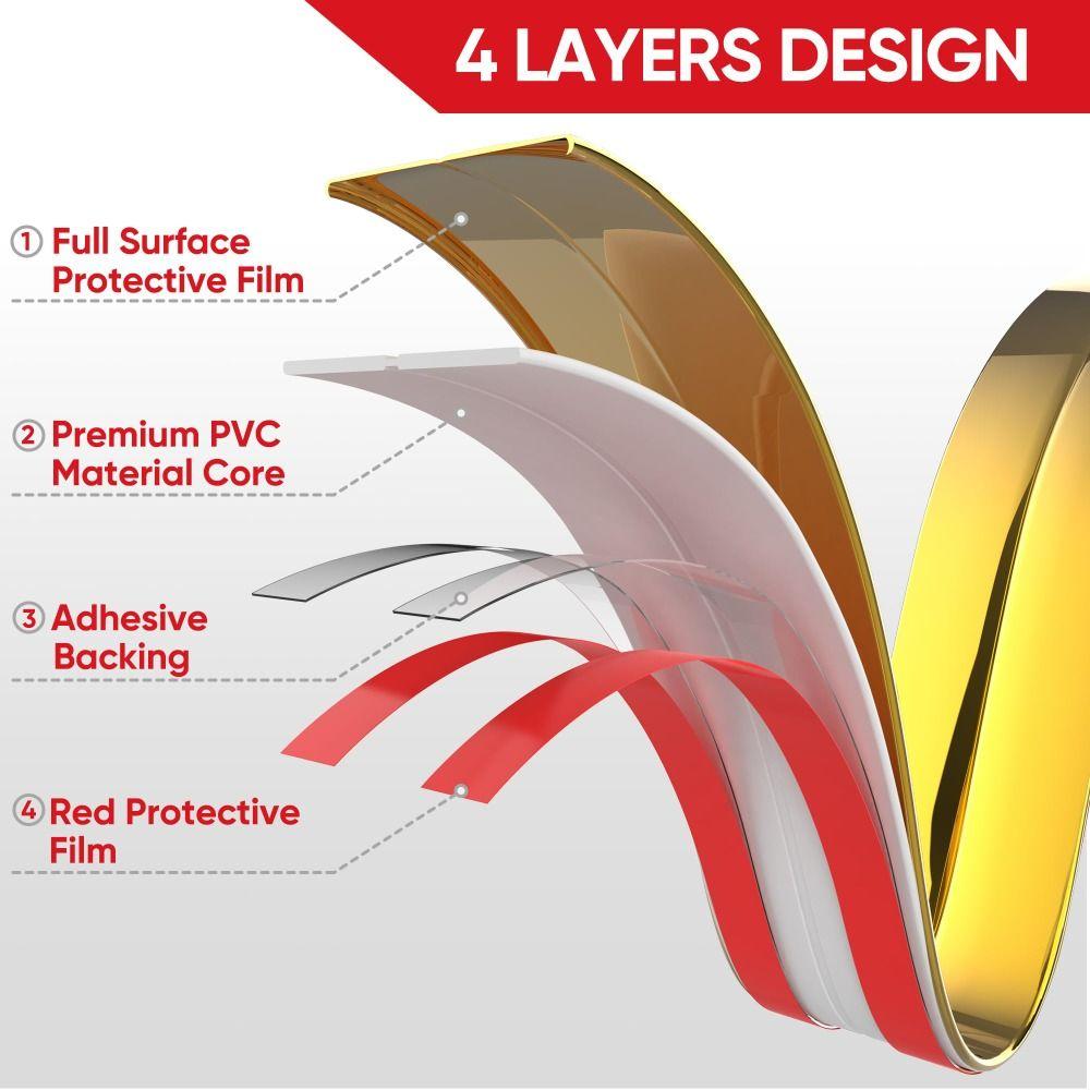 Peel and Stick Molding Trim Self Adhesive Flexible Floor Transition Strip L-Shaped 300cm Furniture Edge Bumper Inside & Outside