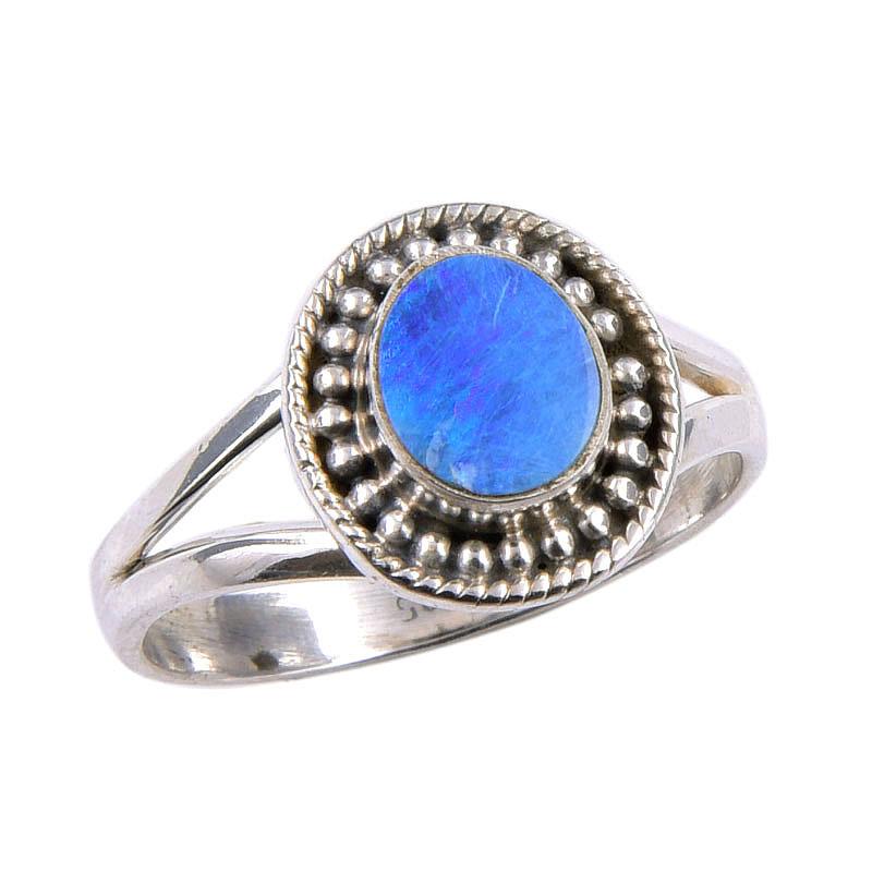 Natural Australian Opal Gemstone 925 Solid Sterling Silver Ring Size 7.5 l2f19