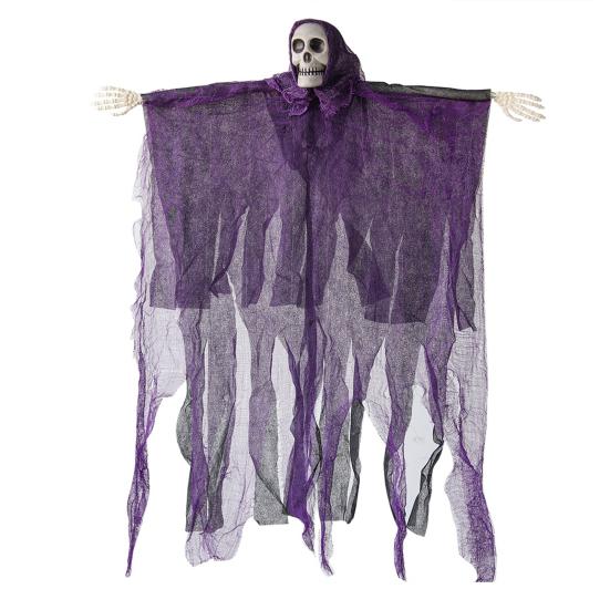 Halloweenská závěsná dekorace lebky ducha venkovní strašidelná ponurá smrtka děsivý létající kostlivec duch pro verandu dvůr zahradu stromová dekorace