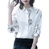 2025 Women's Long Sleeve Rose Print Chiffon Blouse - National Style Plus Size Fashion Top