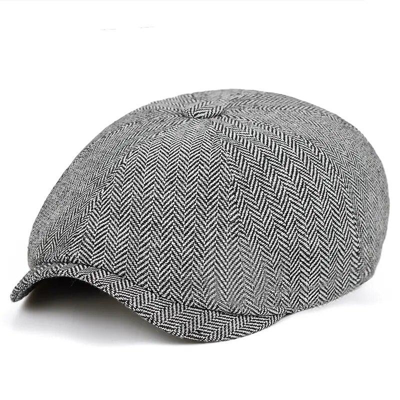 

Retro Newsboy Caps Men British Painters Hats Autumn Winter Berets Herringbone Flat Cap Hip Hop Berets сірий