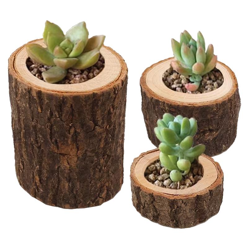 3Pcs Nordic Style Wooden Candlestick Base For Bedroom, Room Candle Decoration, Home Use, Tree Stump Candlestick Ornament