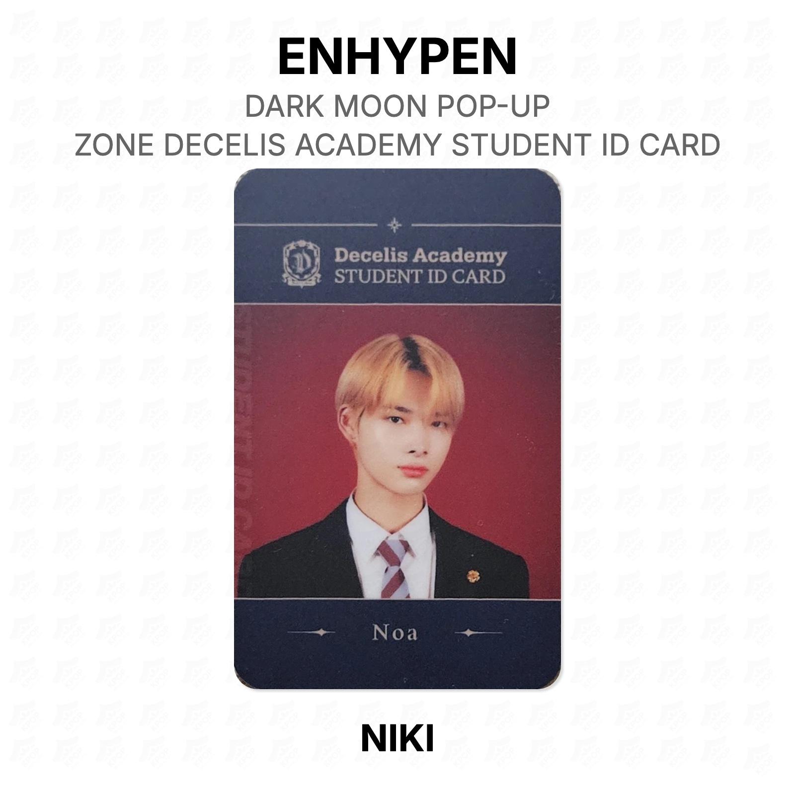 ENHYPEN DARK MOON POP-UP ZONE DECELIS ACADEMY STUDENT ID CARD Official Photocard NI-KI