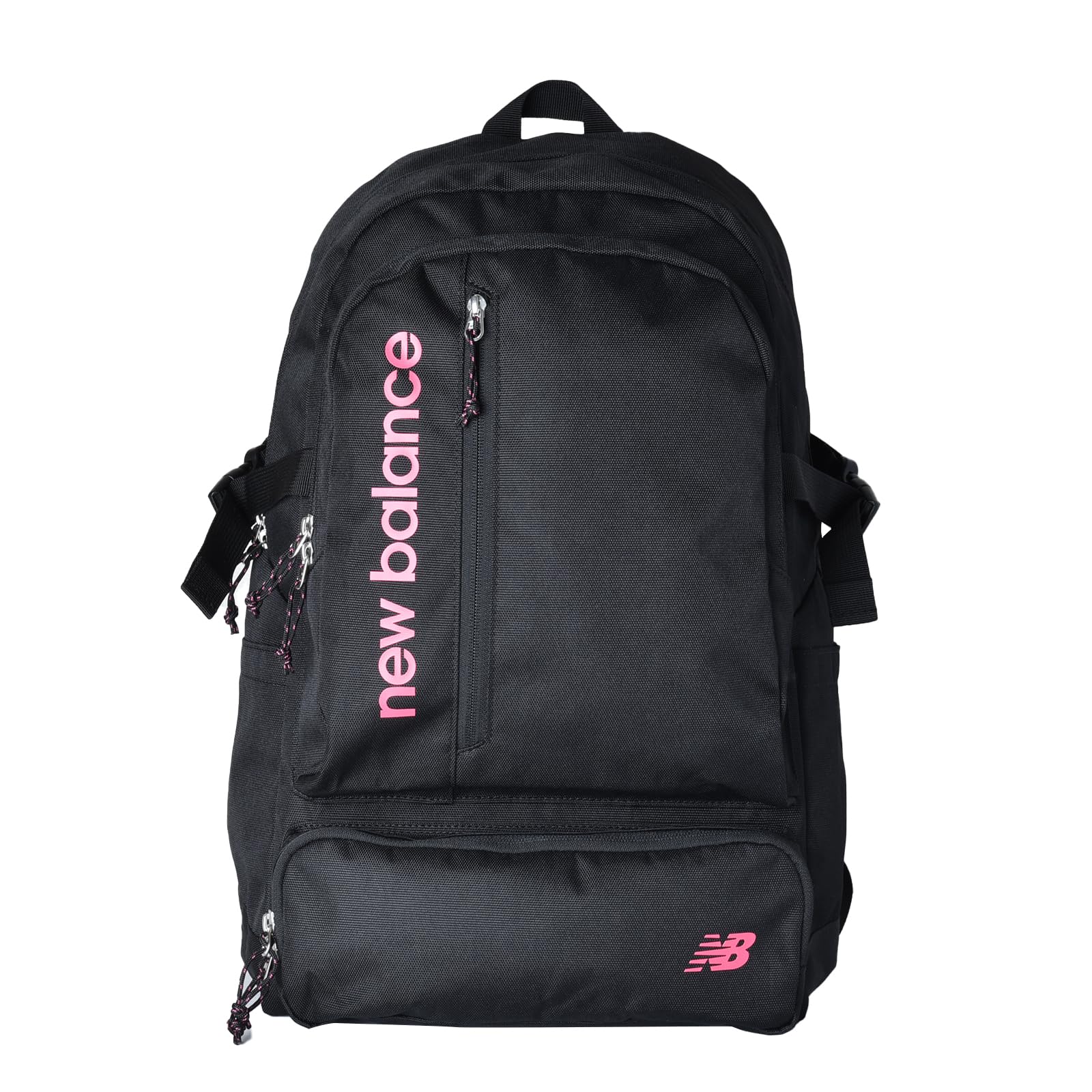 

New Balance Big Pocket Backpack (LAB55619) - Large Capacity, 25L Capacity, A4 Size Storage, Durable, BlackPink, Perfect for School and Club Activities