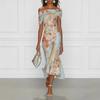 Spring New Women's Clothing, European and American Dresses, Elegant Casual Loose Plant Print Dresses