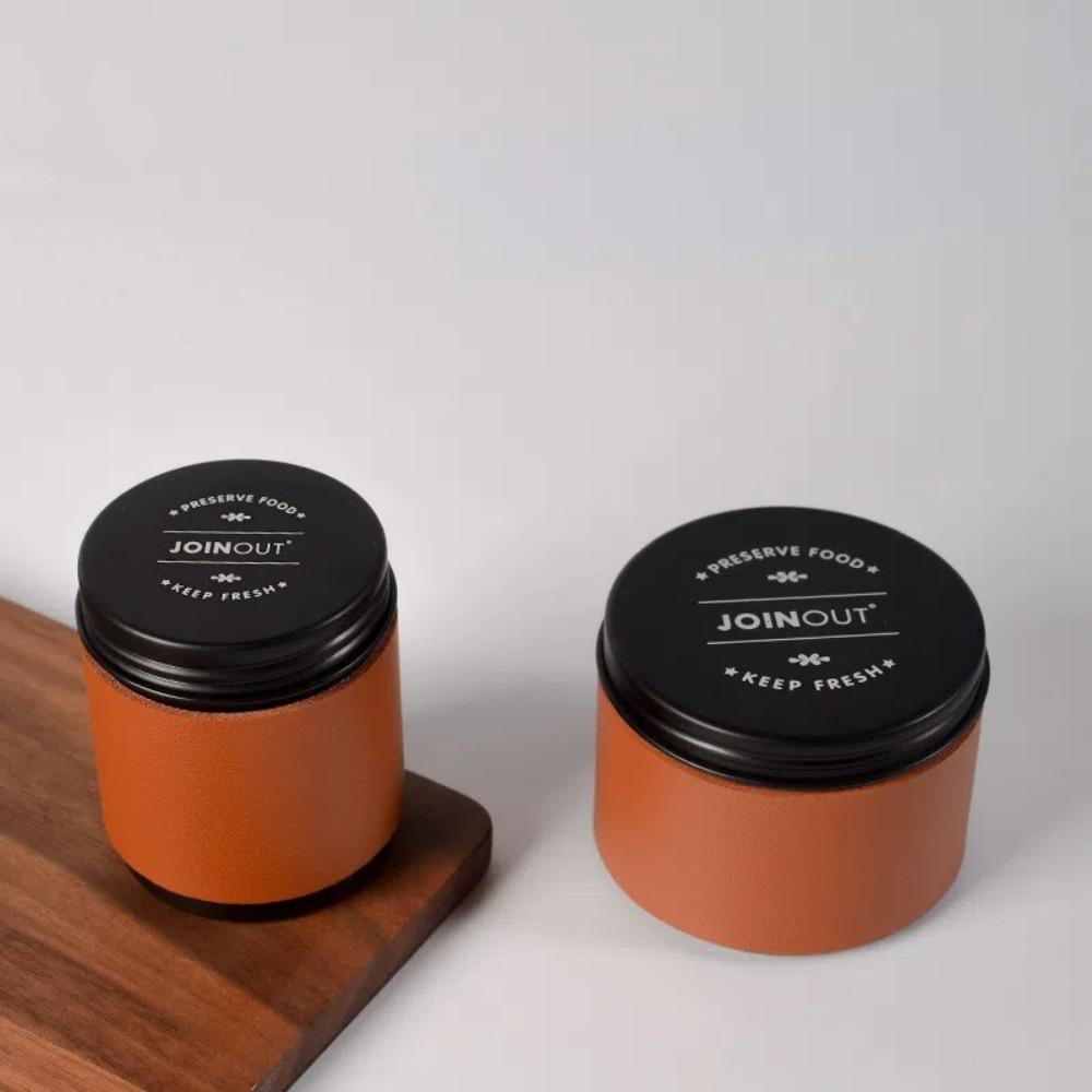 Potable Coffee Storage Tool Mini Coffee Bean Storage Jar Leather Case Moisture-proof Coffee Powder Sealed Jar Iron Cans Camping