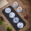 Retro Blue & White Japanese Ceramic Tea Coaster - Insulated Round Pad for Kung Fu Tea Set Accessories