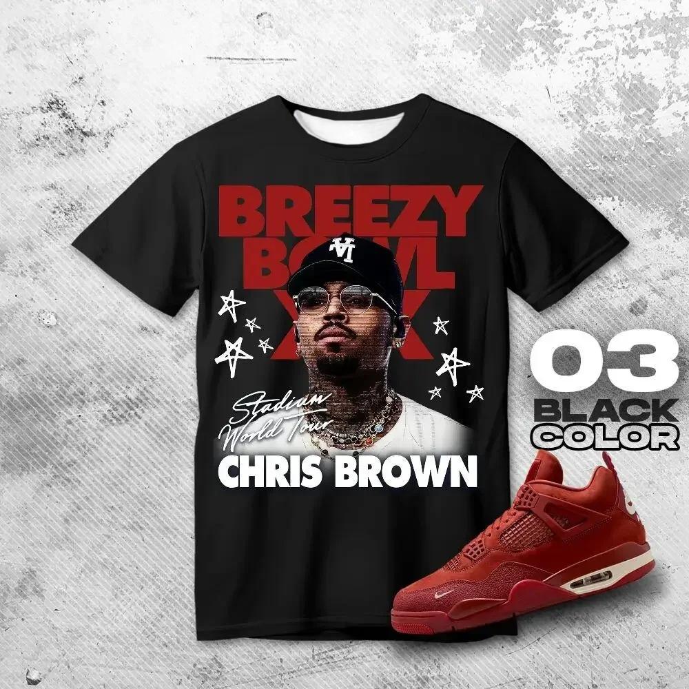 

Крис Браун Breezy Bowl XX Тур 3D-принт Футболка Винтажная Хип-хоп Готический Стиль Футболка Мужская Быстросохнущая Футболка Гетто Одежда S