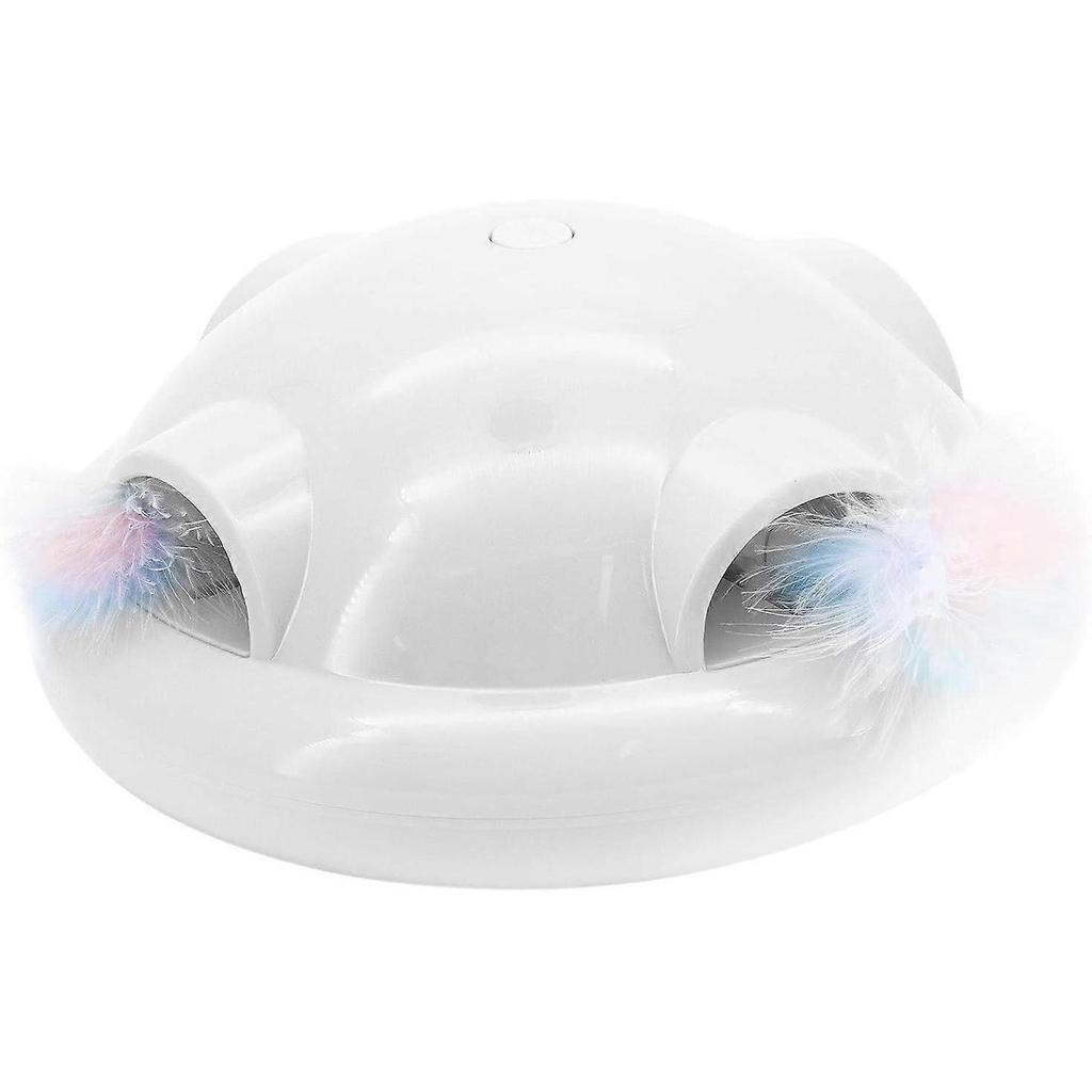 Jouet lectrique pour chat - Jouet  plumes interactif - Jouet rotatif intelligent - Avec lumire LED couleur - Commande vocale intelligente (blanc)