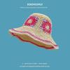 Summer face covering small sunscreen bucket hat woven flower straw hat bucket hat women's versatile sun hat