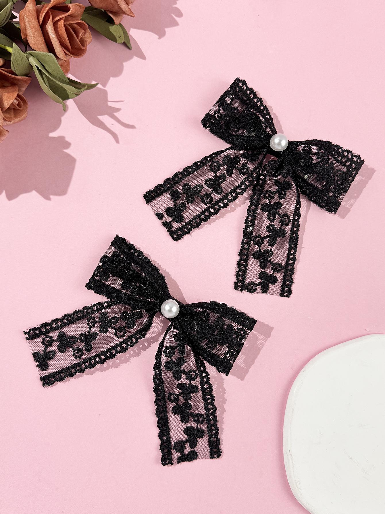 

2pcs Ladies simple and fashionable lace hair clip, sweet and girlish style hair accessory