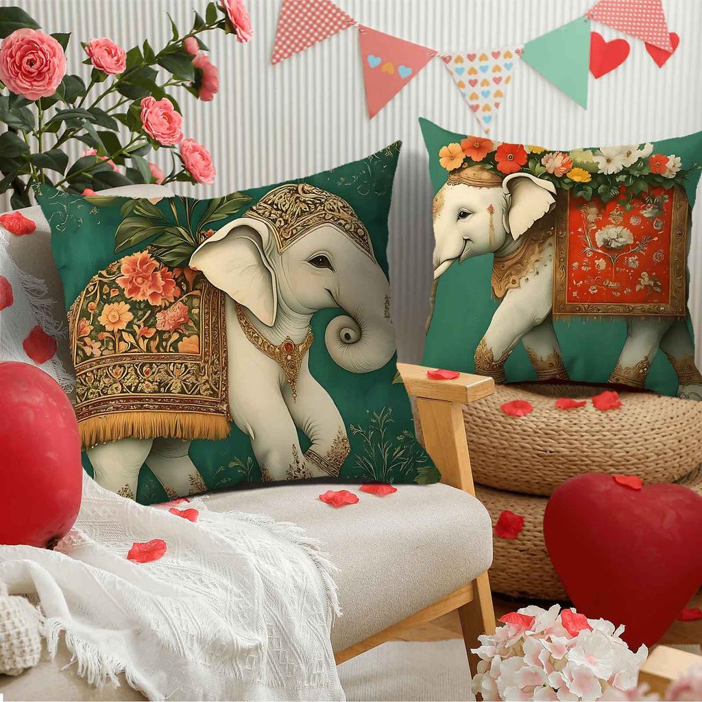 Exquisite Elephant Pattern Digital Printing Pillow Cover Short Plush Suitable Living Rooms Bedrooms Sofas Throw Cushion Cover