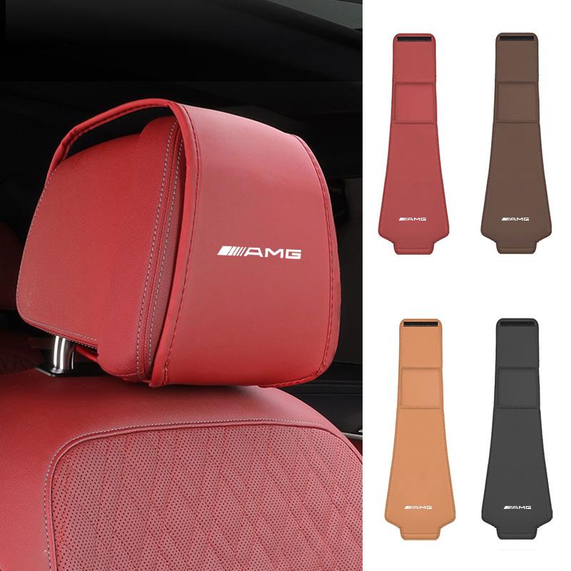 Leather Car Seat Headrest Protective Cover Accessories For Mercedes Benz AMG E S C A B Class GLE GLS CLS GLC CLA GLA GLK W211 BM1