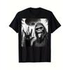 Men'S Fun Bigfoot And UFO Tee, Stylish Printed Short-Sleeve Shirt, Urban Style Crew Neck Casual Top, Ideal for Any Season, Comfortable, Airy,