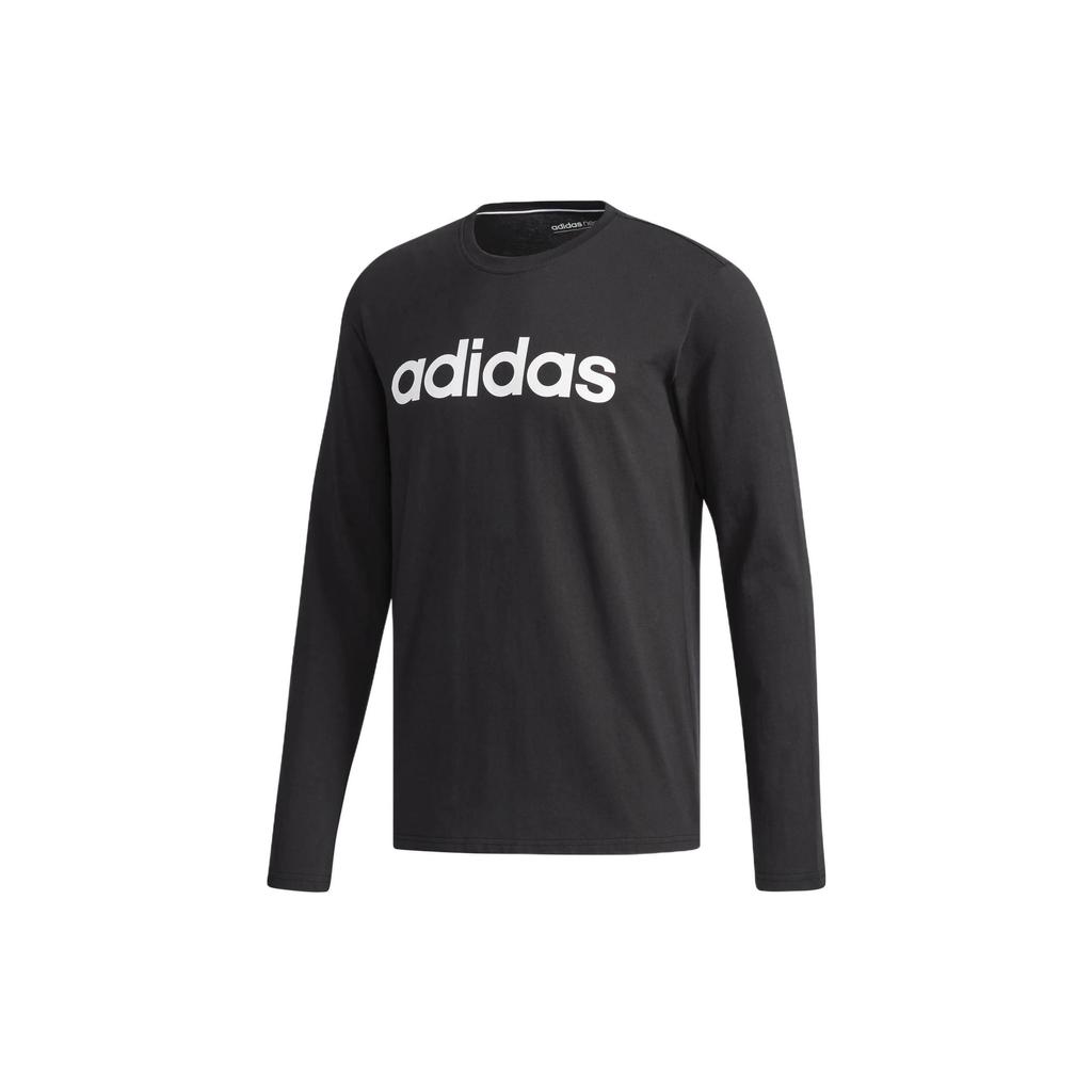 Adidas Logo Print Crew Neck Long Sleeve T-Shirt Men Tops Black DM4271