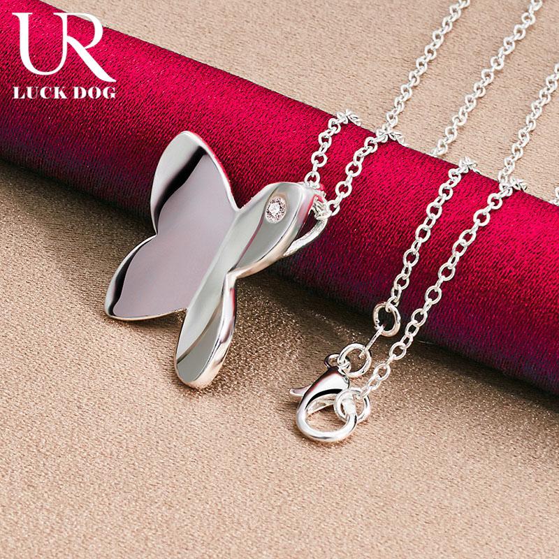 925 Sterling Silver Butterfly Pendant Necklace Fashionable Wedding Jewelry