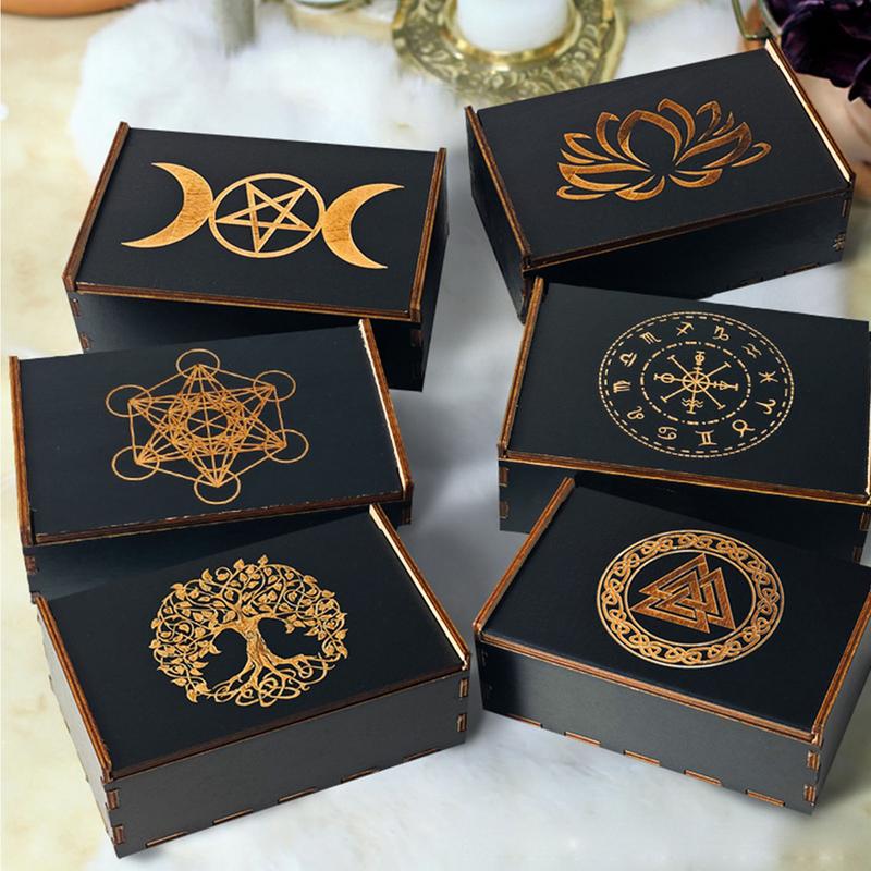 Wooden Trinket Box Tarot Card Case Vintage Trinket Box Wood Jewelry Box Small Wood Vintage Multifunctional Box For Tarot Card