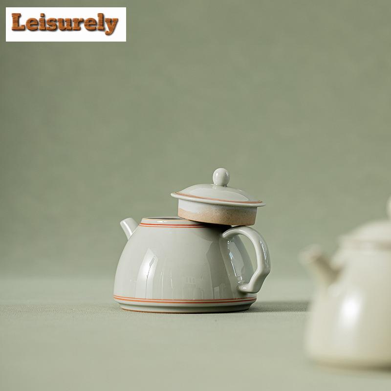 180ml Beixitang Ice Table Glaze Teapot Antique Double Line Small Songyue Pot Tea Maker Kettle Kung Fu Teaware Craft Collection