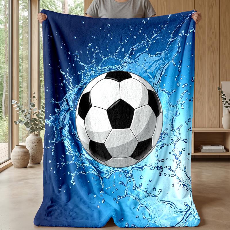 Soccer Ball In Stadium Theme Blanket Lightweight Warm Flannel Blanket Decorative Throw Blanket for Home Decoration