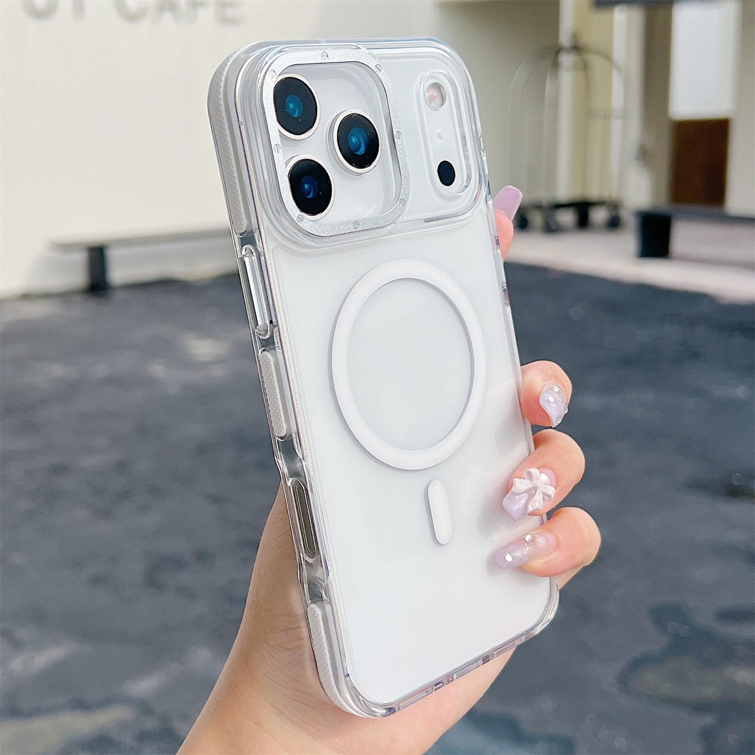 

НОВЫЙ прозрачный цветной магнитный чехол-бампер для iPhone 17 Pro Max 16 15 14 13 12 Pro Max 11 17 Air с поддержкой беспроводной зарядки For iPhone 11 белый