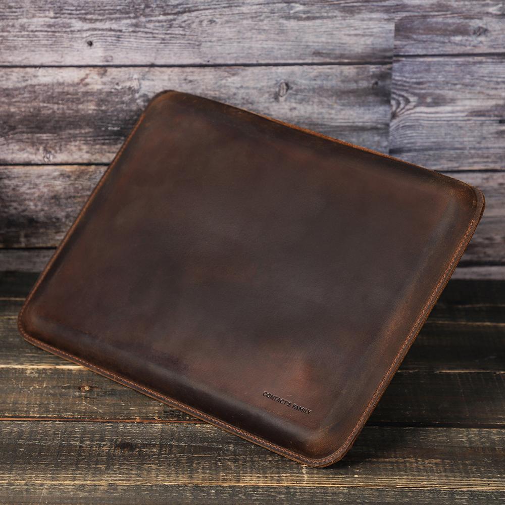 CONTACTS FAMILY Laptop Sleeve Case for Macbook Air M4 M3 Pro 14 A2442 A2779 Cow Leather Mac Book Pro Air 13 M1 HP Dell Cover Bag