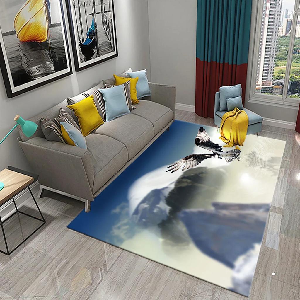 Dywan z Orłem 3D Dywan ze Wzorem Drapieżnego Zwierzęcia Dywan do Salonu na Sofę Dywan do Łazienki Antypoślizgowy Dywan do Sypialni Dywan do Kuchni Dekoracyjne Dywany Strefowe