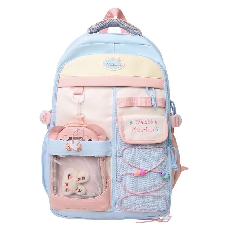 Autumn and Winter New Exquisite College Style Contrasting Colors Large Capacity Junior High School High School Student Schoolbag Backpack Female