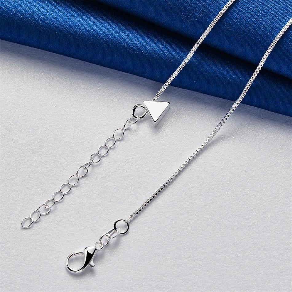 925 Sterling Silver Simple Triangle Pendant Necklace for Women Fashion Party Favor Wedding Accessories