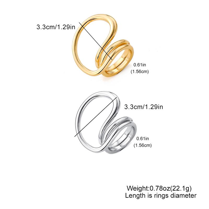 Personality Metal Line Hollow Open Ring Set for Women Punk Gold Color Circular Irregular Index Finger Ring Design Sense Jewelry