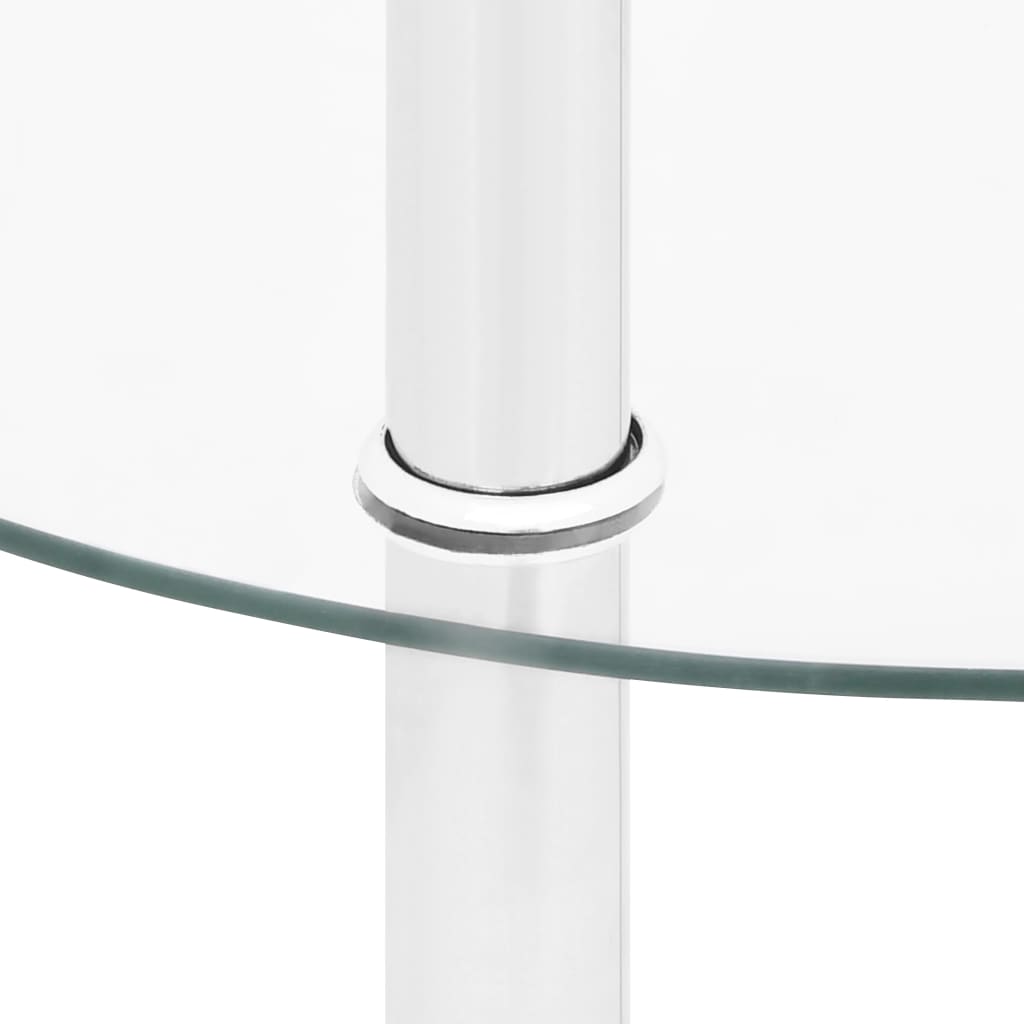 Side Table with 2 Shelves Transparent 38 Cm Tempered Glass
