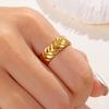 Thumb Ring Retro Leaf Shape Adjustable Opening Design Finger Ring Anti-Oxidation Stainless Steel Finger Band