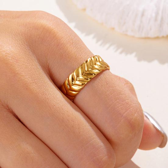 Thumb Ring Retro Leaf Shape Adjustable Opening Design Finger Ring Anti-Oxidation Stainless Steel Finger Band