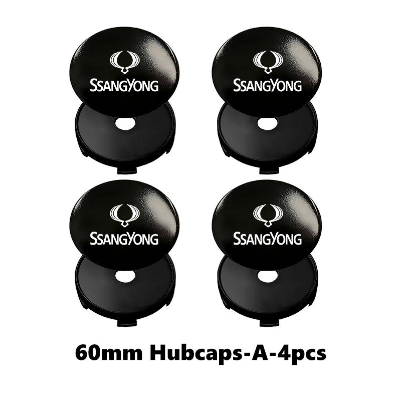 For SsangYong 4pcs Car Wheel Hub Protective Cover Universal Anti-Dust Center Cap Musso Rexton Torres Kyron Actyon Tivoli Rodius