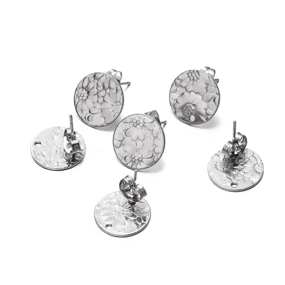 10 Stück/Los Mehrere Stile Edelstahl Stecker Ohrring Basis Runde Blätter Basis für Ohrringe DIY Schmuckherstellung Zubehör