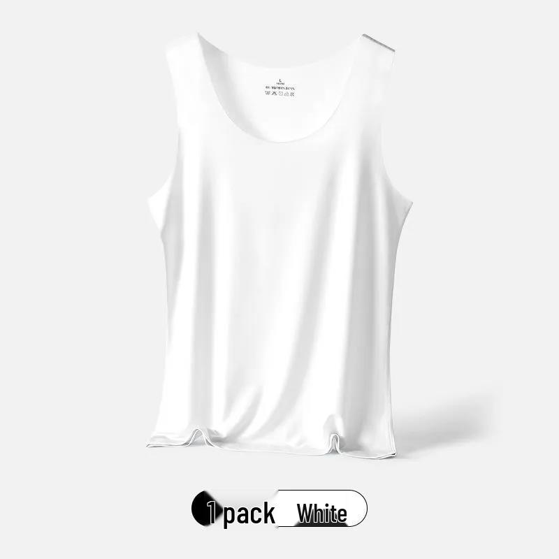 

Женская черная летняя бесшовная майка из ледяного шелка с круглым вырезом, не просвечивающая 3XL (Recommended 125-140 jin) белый