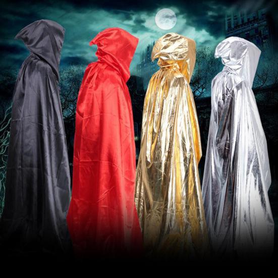 Vampire Hooded Cloak Medieval Witch Robe Cape Floor-length Halloween Costume