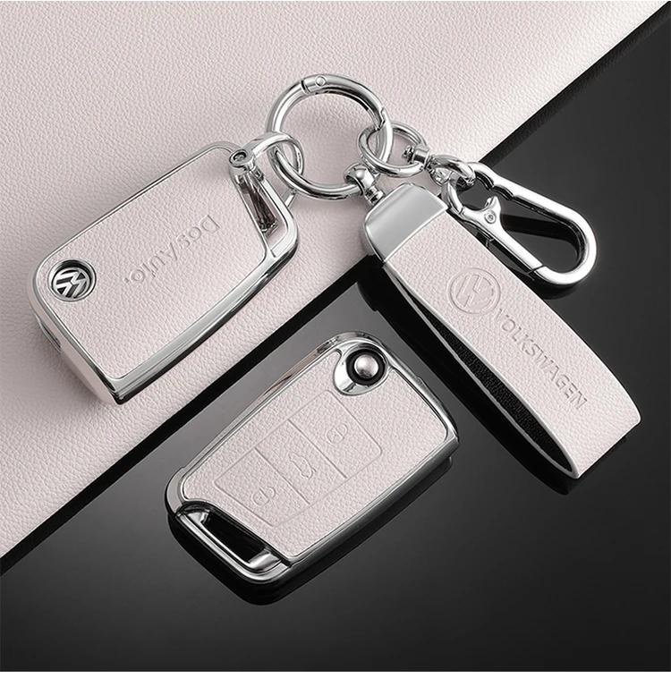 Valve Stems Caps For VOLKSWAGEN VW TPU Leather Car Remote Key Case Fob Cover Holder Shell For VW Volkswagen Golf 7 MK7 Tiguan MK QQ8