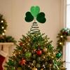 Soft Fabric Christmas Tree Top Ornament with Open Coil Base, Contrasting Green Leaves Styling, and Internal Iron Wire for Holiday Use
