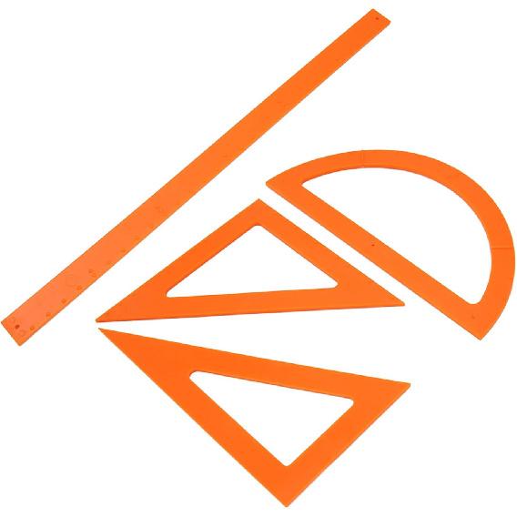 Braille Ruler Set, ABS Durable Blind Geometry Learning Supplies Easily Handheld with A Bump Design Accurate Measuring Triangular Protractor Essential