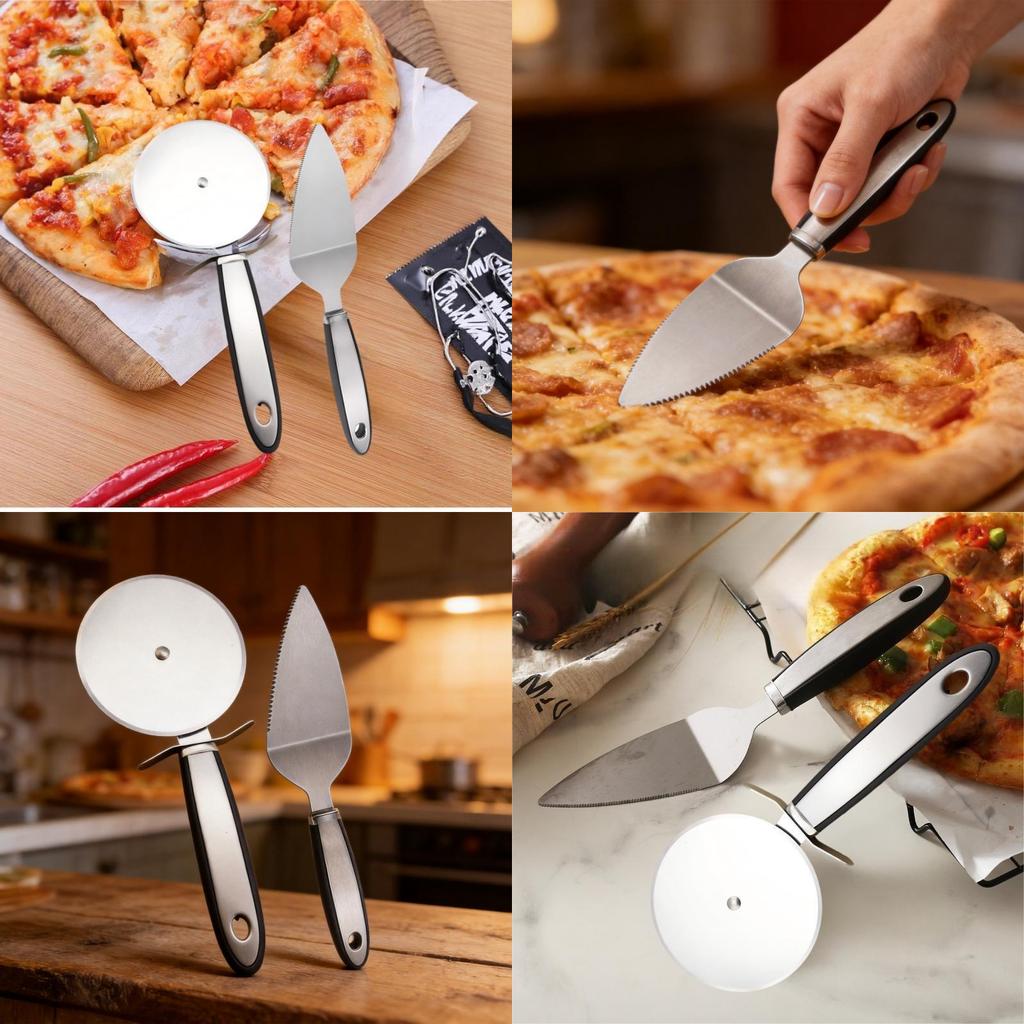 Stainless Steel Pizza Peel And Cutter For Baking And Cooking