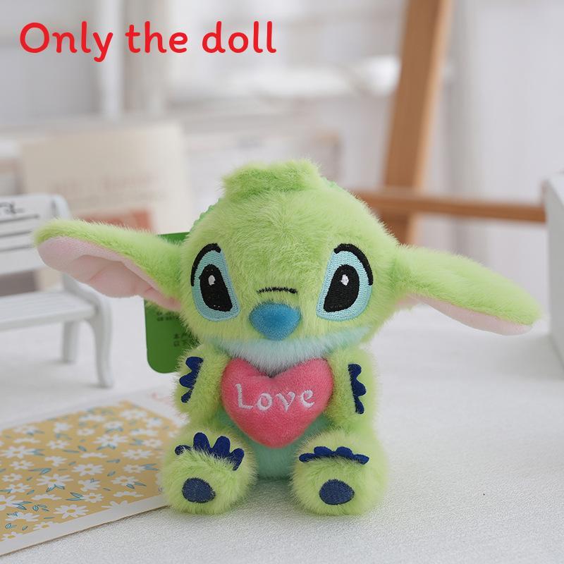 Cute Stitch Hugging Heart With Letter Embroidered Cartoon Plush Doll Pendant For Bag Decor And Collectors