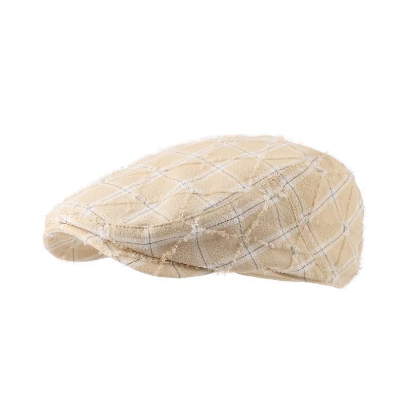 

Korean Fashion Plaid Women s Berets Spring Autumn Octagonal Painter Cap Casual Vintage Newsboy Cap Female New 56-58cm