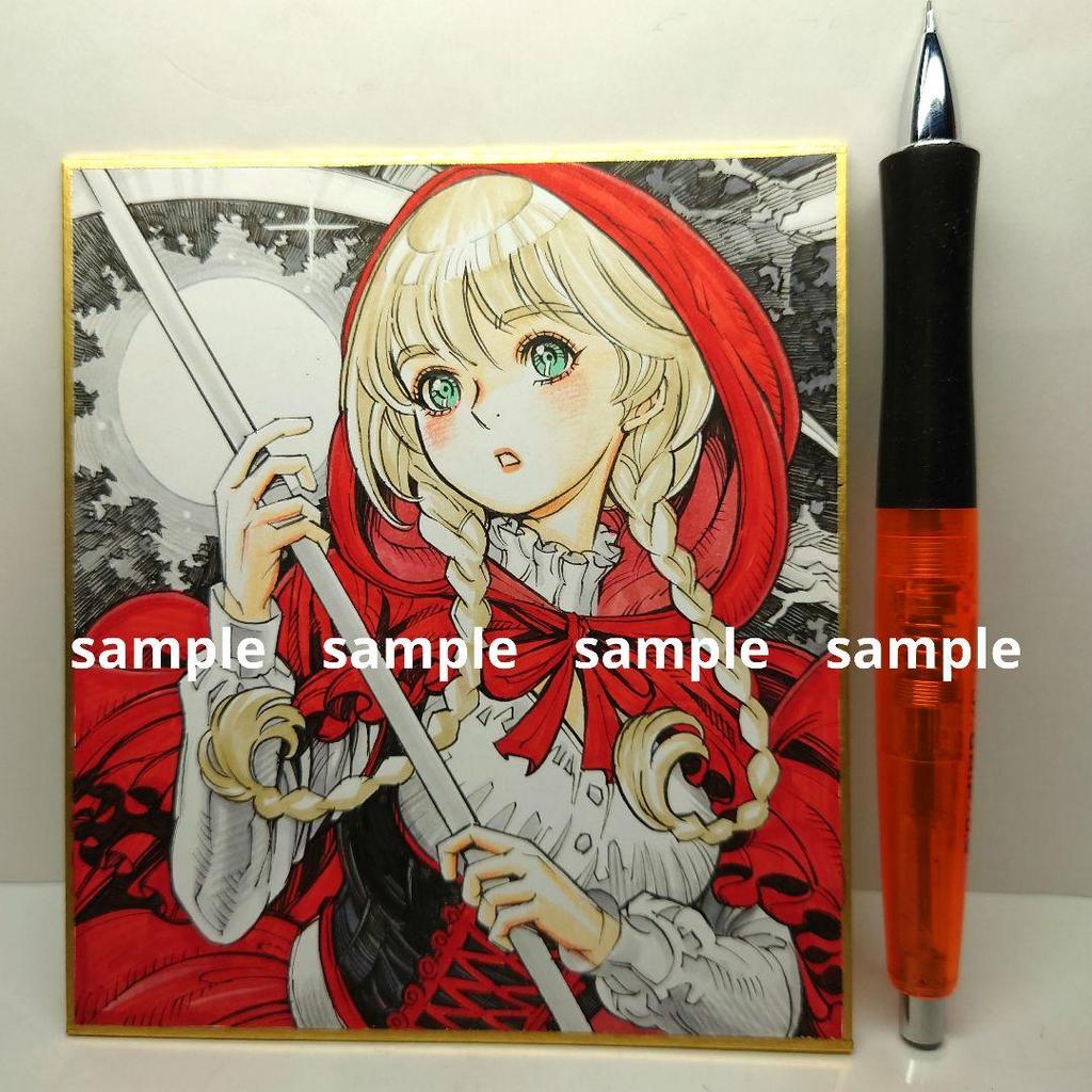 [USED] Hand-drawn Illustration 227 Original Original Drawing Doujin "Little Red Riding Hood's Scythe In the Moonlight