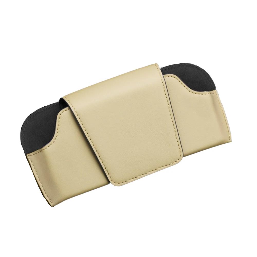 PU Leather Car Glasses Case Clip Hanger Magnetic Fastener Sunglasses Holder Storage Box Eyeglasses Holder Car Interior Accessori