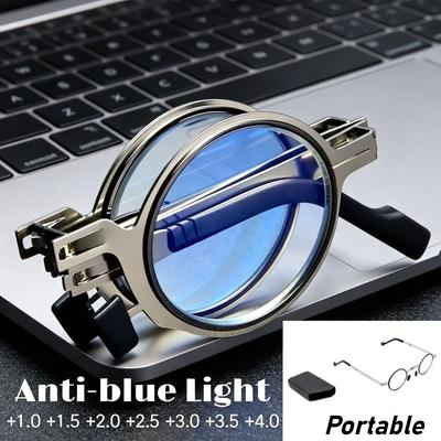 Metal Round Square Portable Folding Reading Glasses Women Men Anti Blue Light Eyewear Presbyopia Eyeglasses Diopter +1.0 To +4.0