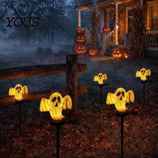 Outdoor Solar Pathway Lights Halloween Pumpkin Light, Ghost Yard Stake Lamp Lamp, Waterproof Decor Light for Garden Patio Lawn Themed