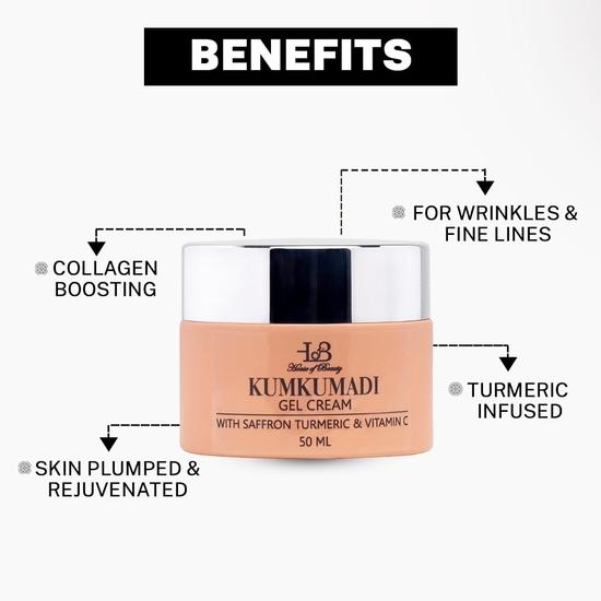 HOUSE OF BEAUTY Kumkumadi Gel Cream with Saffron, Turmeric and Vitamin C for Face, Skin Brightening, Lightening and Glow, Moisturizing (50 ML)