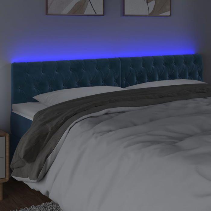 VidaXL LED Headboard Bedroom Furniture Double Bed Accessory Head of Bed Frame Interior Dark Blue 3122018
