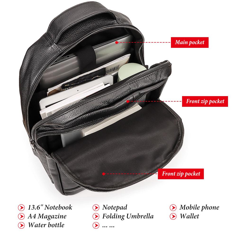 Humerpaul Echtes Leder High-End-Rucksack große Kapazität Multifunktions-Computertasche Sporttasche